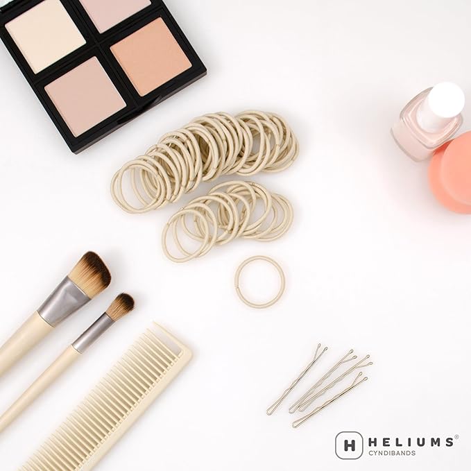 Heliums Small Hair Ties - Light Blonde - No Damage Mini 1 Inch Reusable 2mm Elastics for Thin Hair and Kids, Neutral Ponytail Holders - 48 Count