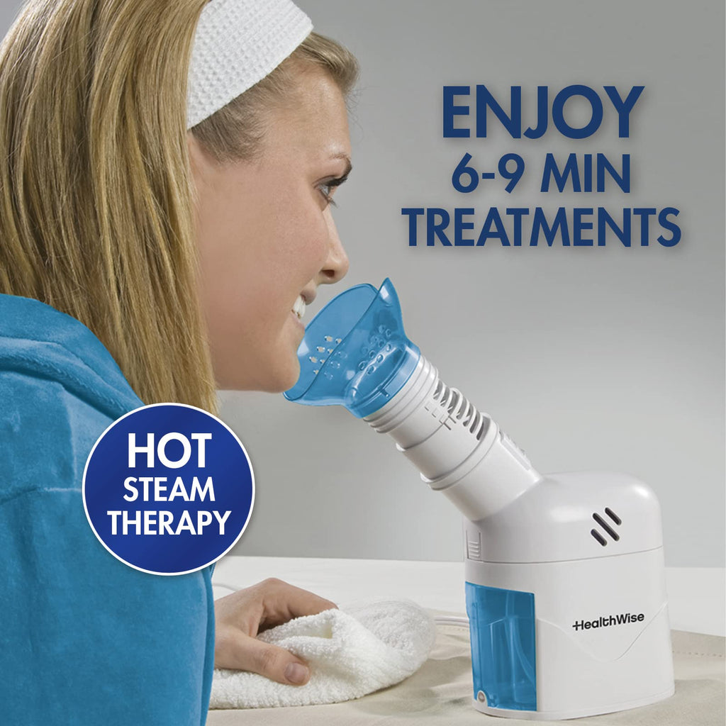 HealthWise Steam Inhaler Respiratory Vapor Therapy | Sinus Pressure, Congestion, Colds & Cough Relief | Facial Steamer, Steam Inhaler, FSA Eligible, Vaporizer or Vocal Steamer | Mask for Cleansing