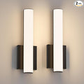 15.7 Inches Modern Bathroom Led Wall Sconces,18W 3000K Hardwired Wall Light with White Acrylic Lampshade,Indoor Bathroom Vanity Light for Mirror Bedroom Living Room Hallway(Black,2Pack)