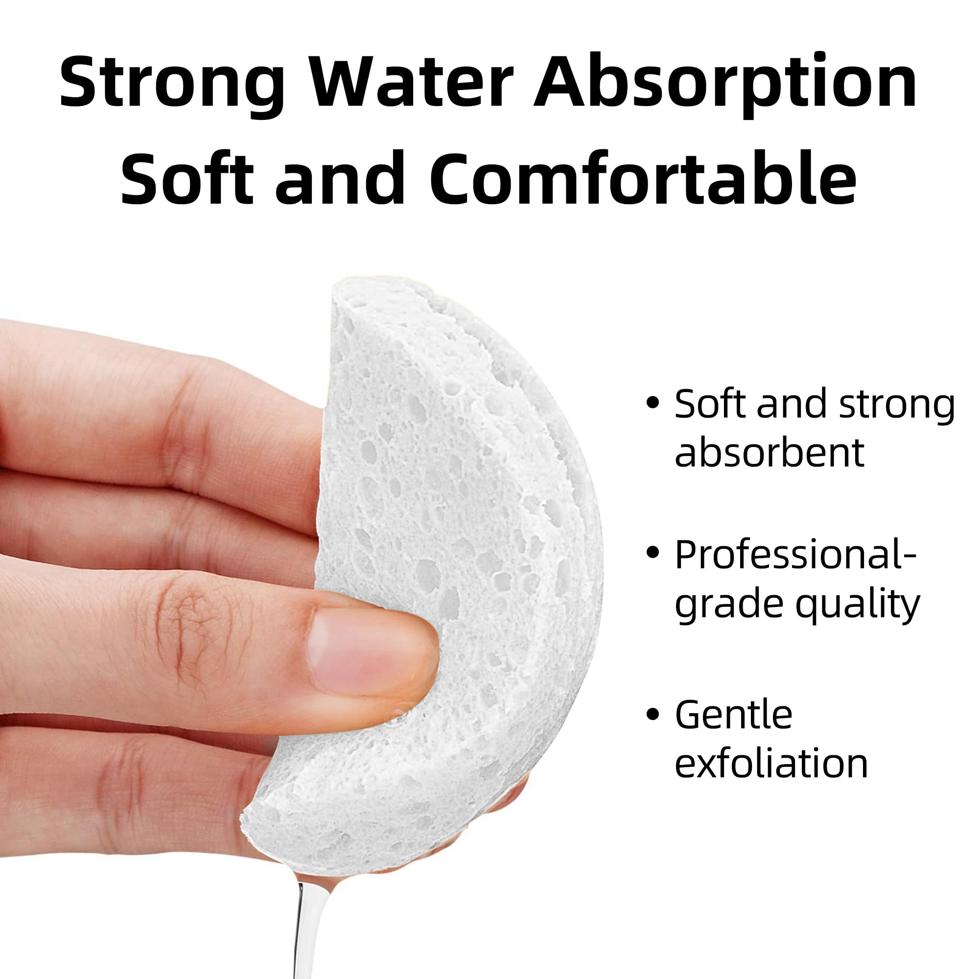 Kickleen 120-Count White Compressed Facial sponges for Daily Cleaning