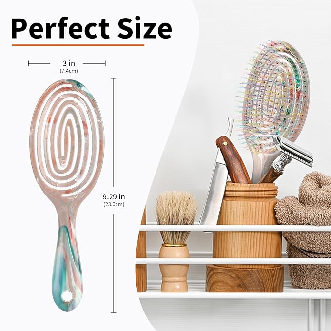 BLUSHMARKS Detangling Wet Hair Brush for Thin or Straight Hair, Vented Detangler Hairbrush with Double-Layered Ultra and Soft-Nylon Bristles for Wet or Dry Hair, Gifts for Women Girls Kids