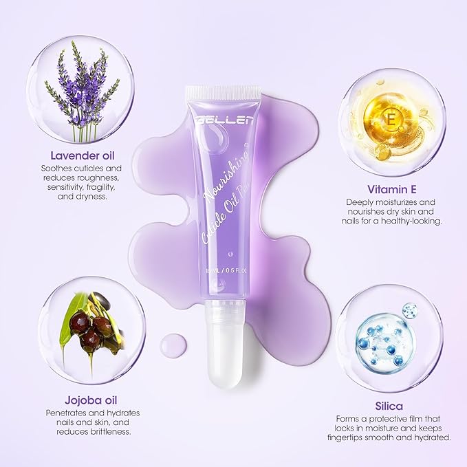 Gellen Cuticle Oil Pen for Nails, Nourishing with Lavender Oil & Vitamin E, Soften Cuticles Strengthen Nail Growth,15ml Pro Nail Care for Healthier-Looking Nails, On-the-Go, Travel-Sized
