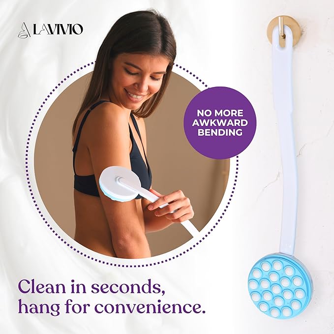 Lavivio Lotion Applicator for Back - Back Lotion Applicator for Women and Men - 19 Massaging Rollers for Soothing Relief - Long Handle, Easy Application - Ideal for Elderly, Perfect for Cream & Lotion