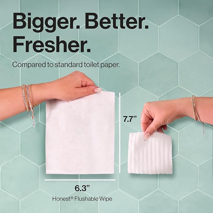 The Honest Company Hypoallergenic Flushable Wipes for Sensitive Skin, Tropical Leaves, 336 Count