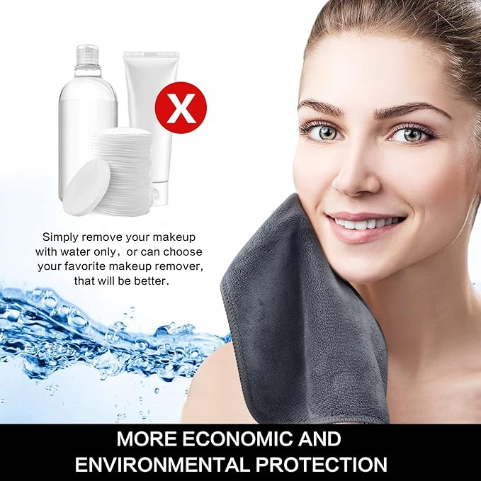 SINLAND Microfiber Facial Cloths Fast Drying Washcloth 12inch x 12inch Grey 2 pack