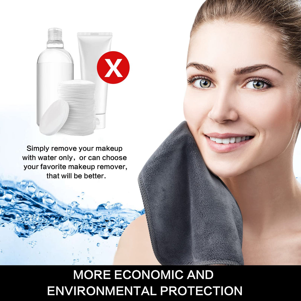 SINLAND Microfiber Facial Cloths Fast Drying Washcloth 12inch x 12inch Grey 2 pack