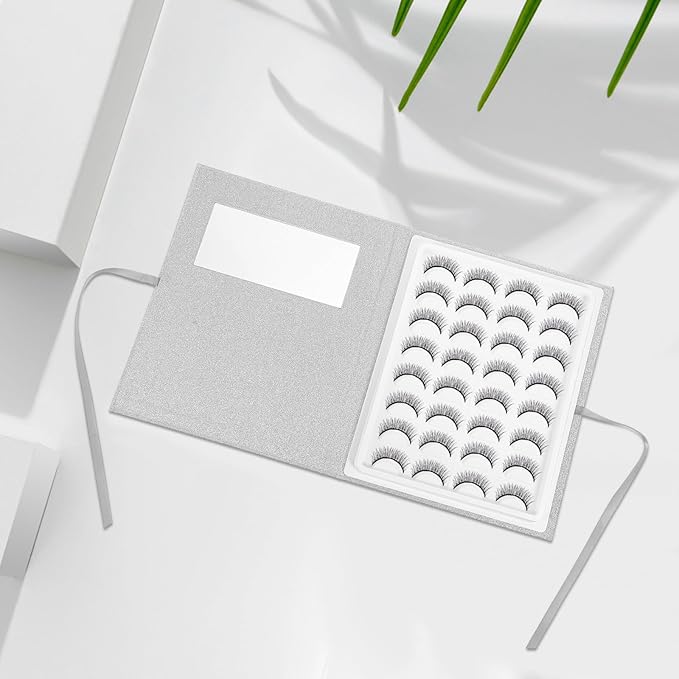 Artificial Eyelash Storage Box with Window 16-pair Silver Lash Organizer Case for False Eyelashes Packaging and Travel
