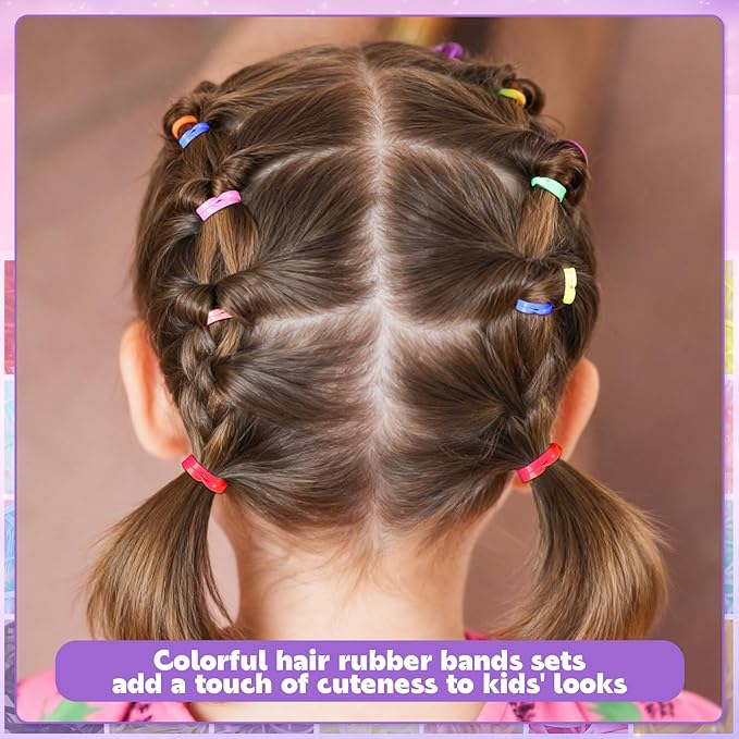 BESARME 28 Colors Rubber Bands for Hair Elastics with 8 Styling Tools, 1500 Pcs Baby Toddler Small Hairs Ties for Girls Hairs Accessories for Women