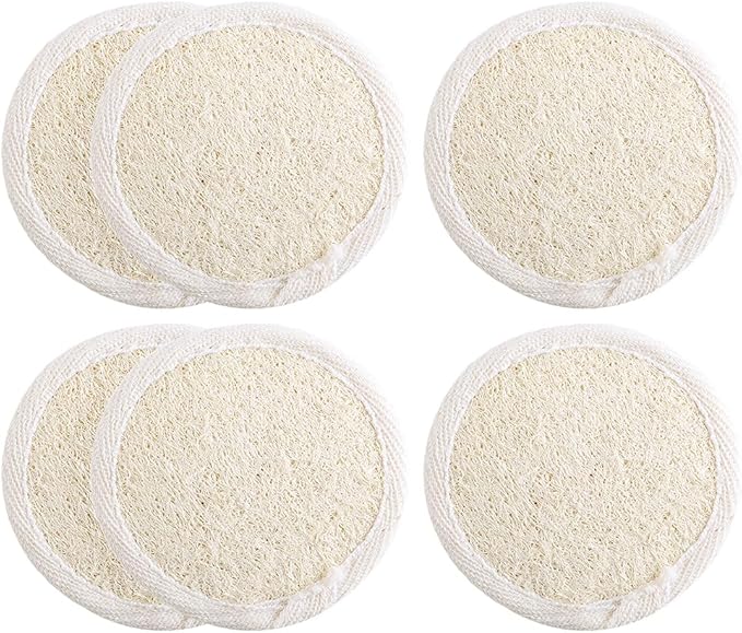 6 Pcs Exfoliating Loofah Sponge Face Pads Facial Loofah Scrubber Luffa Body Scrub Makeup Loofah Sponge Brush Bath Loofahs for Women Men Bath Spa Shower