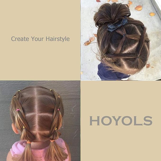 HOYOLS 1/2 Inch Small Black Rubber Bands for Hair Ties Elastics Mini Braids Ponytail Holders for Girls Thick Hair No Damage 1000pcs (S)