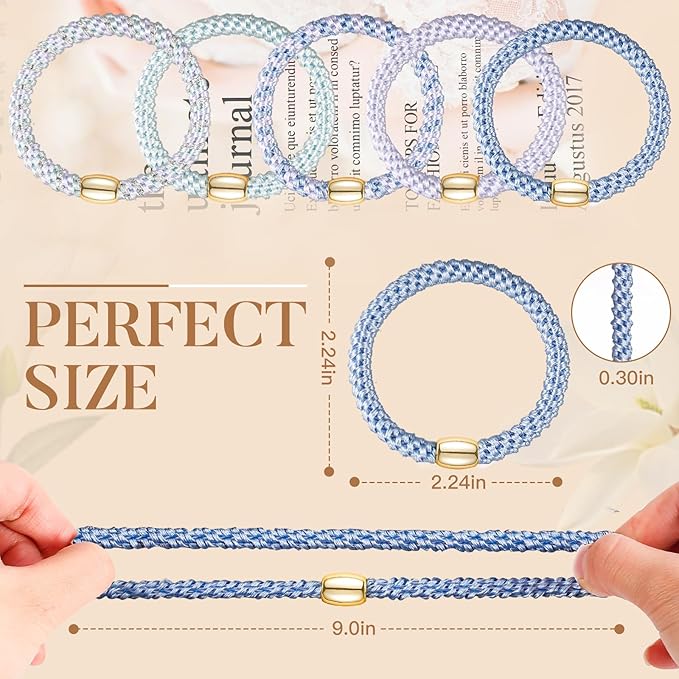 Hair Ties No Damage - 20PCS Ponytail Holders - Elastic Hair Ties for Thick Hair - Braided Hair Bands for Women Girls's Hair - Blue Sky