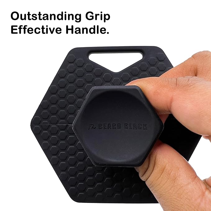 The BEARD BLACK Silicone Beard Scrubber - Deep Cleansing Beard Brush for Men - Manual Exfoliating Face Scrubber for Beardruff & Flake Removal - Soft Touch Grooming Tool for Shower & Travel
