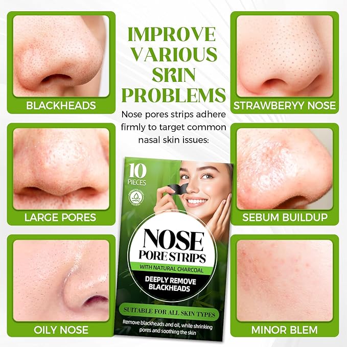 Tiepetly Blackhead Remover Strip, Nose Pores Strips, Deep Cleansing Strawberry Nose, Effective Control Of Oily Skin, Clear Pores, for All Skin Types