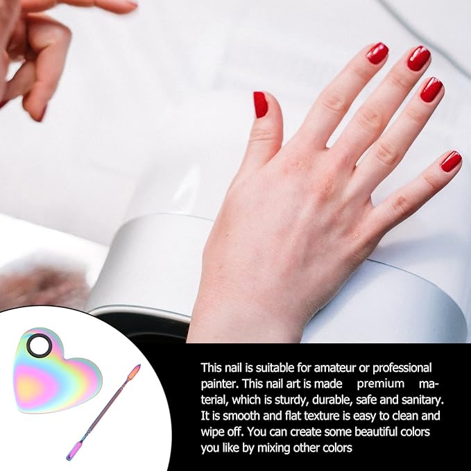 KALLORY Butterfly Nail Art Palette with Stainless Steel Makeup Spatulas for Cosmetic and Nail Color Mixing at Home or Salon