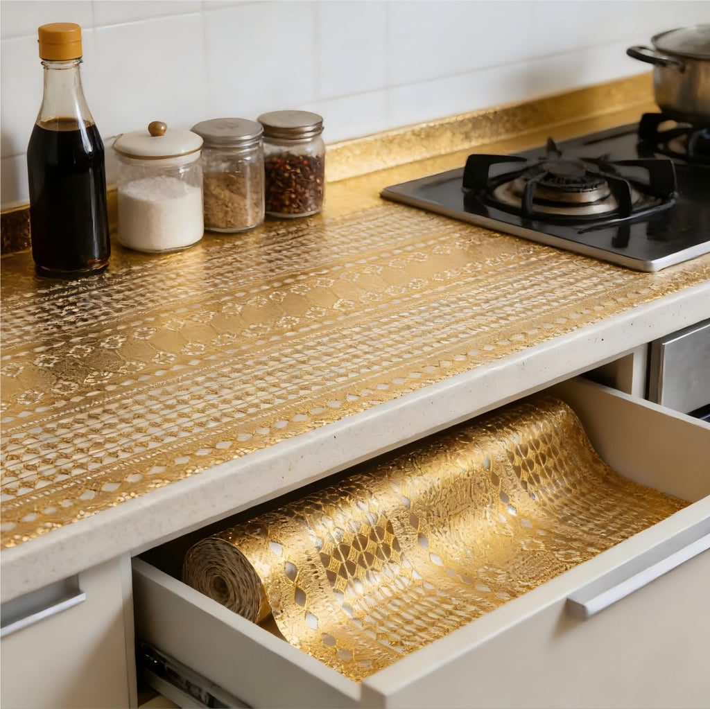 Shelf and Drawer Liner for Kitchen Cabinet,Non-Adhesive Waterproof