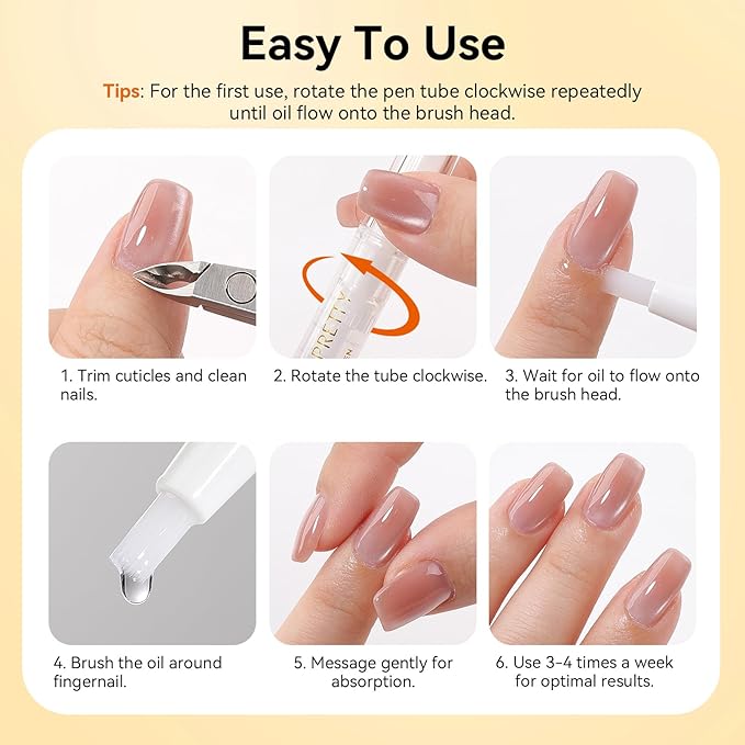 Born Pretty 6Pcs Nail Cuticle Oil Pen,Cuticle Revitalizer Oil Nails Nutrition Oils Repair Nail Care Essential Oils,Nail Art Treatment Softening Pen Tool Nails Moist Nail Strengthener