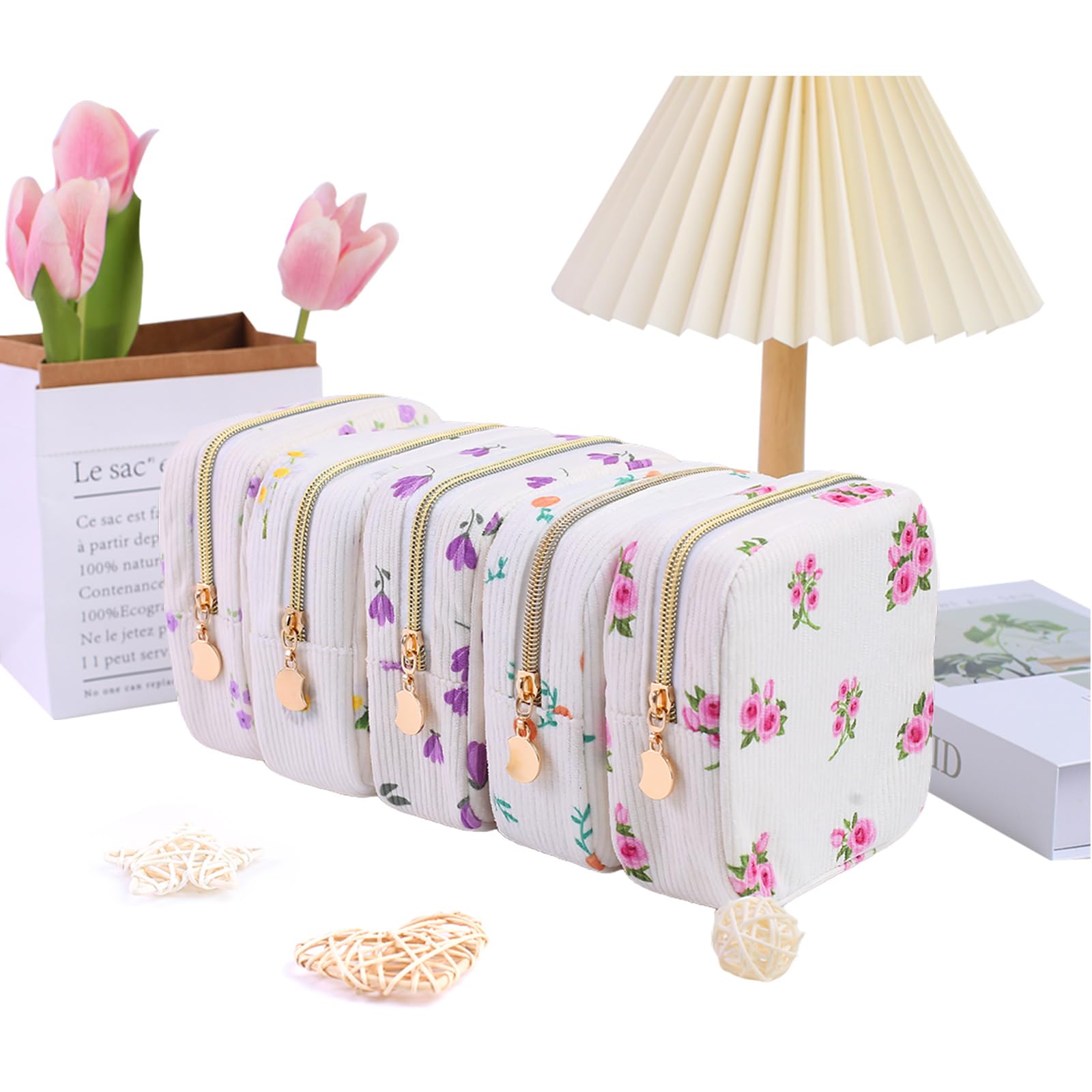 Teircno 2-Pack Period Bag for Women Girls, Portable Corduroy Sanitary Napkin Storage Bag Period Pouch Small Discreet Menstrual Pouch, Sanitary Pads Bag Period Kits Tampons Holder for First Period