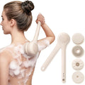 Oh,XIYU. Electric Body Brush Back Scrubber for Shower, Waterproof Long Dual Handle Body Scrubber with 3 Heads, Bath Brush & 2 Speeds, for Cleansing, Exfoliating and Massaging Skin, Chrysanth Pink