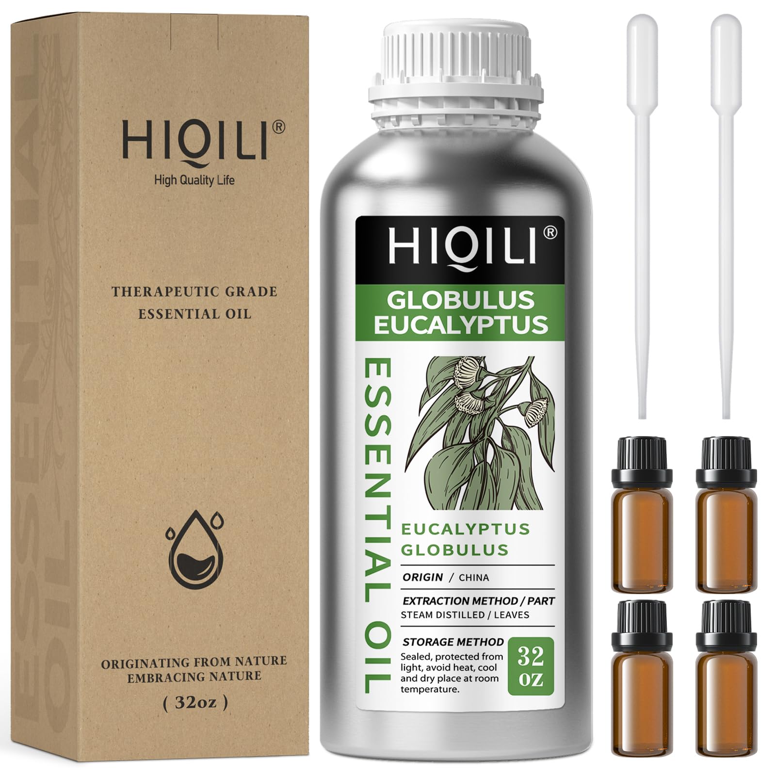 HIQILI Eucalyptus Essential Oil for Spray, Diffuser & Skin