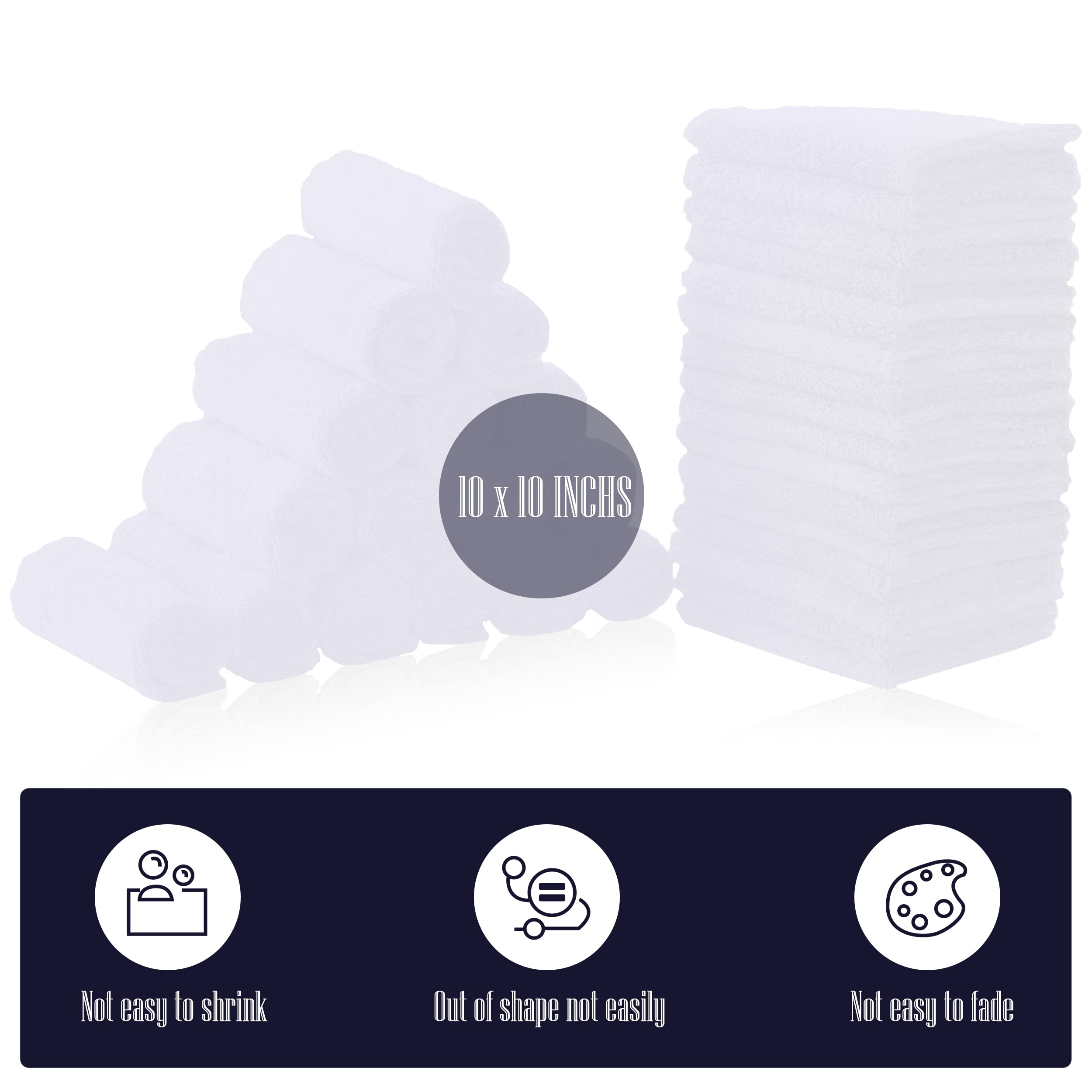 32 Pack Baby Washcloths - 10x10 Inch, Luxury Coral Fleece - Extra Absorbent and Soft Wash Clothes for Newborns, Infants and Toddlers - Suitable for Sensitive Skin and New Born - Baby Shower - White