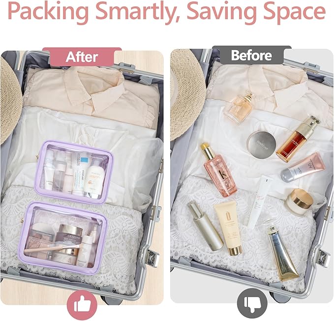 PACKISM Clear Makeup Bag - 1 Medium for Carry-on 1 Large Checked Luggage