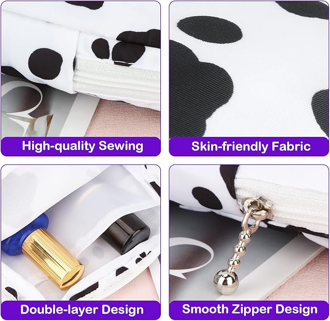 Desing Wish Sanitary Pad Storage Bag Portable Period Bag for Teen Pads/Sanitary Napkins/Small Tampons, Sanitary Napkin Storage Bag First Period Gifts for Teen Girls (Cow)