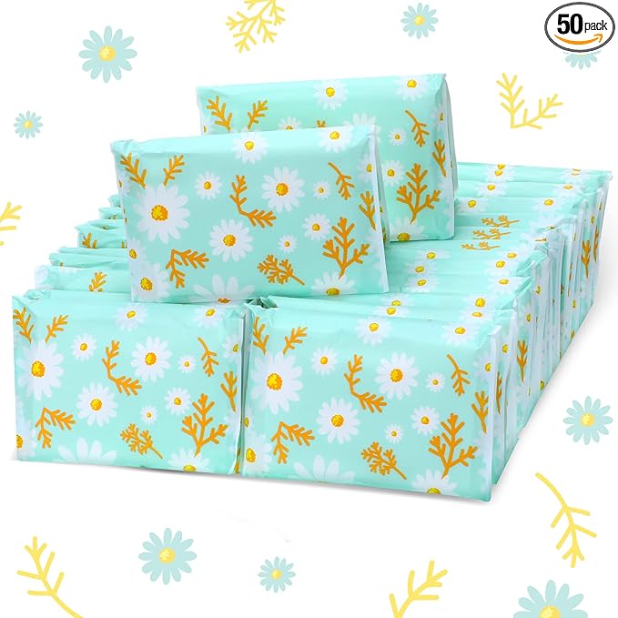 Geyee 50 Packs Tissue Travel Size Facial Paper Napkins Travel Packs Disposable Pocket Tissues for Wedding Guest Traveling School Purse Home Supplies, 500 Sheets 3 Ply(Daisy)