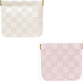 HIGH FIT Leather Pocket Cosmetic Bag for Purse,Coin Purse Lipstick Cosmetic Accessories Organizer, Travel Kit Storage Pouch,Waterproof Portable No Zipper Self-closing (Pink+White/Small)