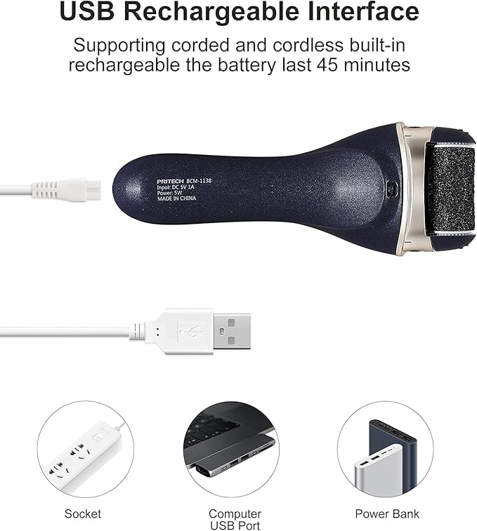 Electric Feet Callus Removers Rechargeable, Portable Electronic Foot File Pedicure Tools, Electric Callus Remover Kit, Professional Pedi Feet Care for Dead, Hard Cracked Dry Skin Ideal Gift (Black)