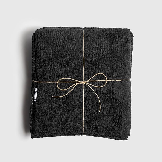 Fromm Softees Microfiber Hair Towels, Absorbent Salon Hair Towels for Hairstylists, Barbers, Spa & Gym, Fast-Drying, Ultra-Soft, Lint-Free, Multi-Purpose Towels, 16" x 29"- 10-Pack - Black