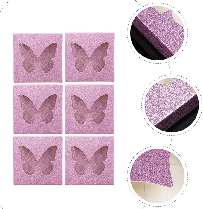 10 Sets Colored Square False Eyelash Organizer Boxes with Butterfly Cutout, Lash Packaging Cases for Makeup Storage, Pink Lash Holders for Cosmetic Use