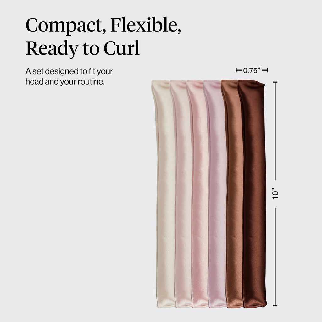Kitsch Satin Flexi Rods, Heatless Curling Rods - No Heat Curls Overnight, Comfortable Hair Curlers to Sleep In for Frizz-Free and No Heat Damage Styling - 6pcs, Rosewood