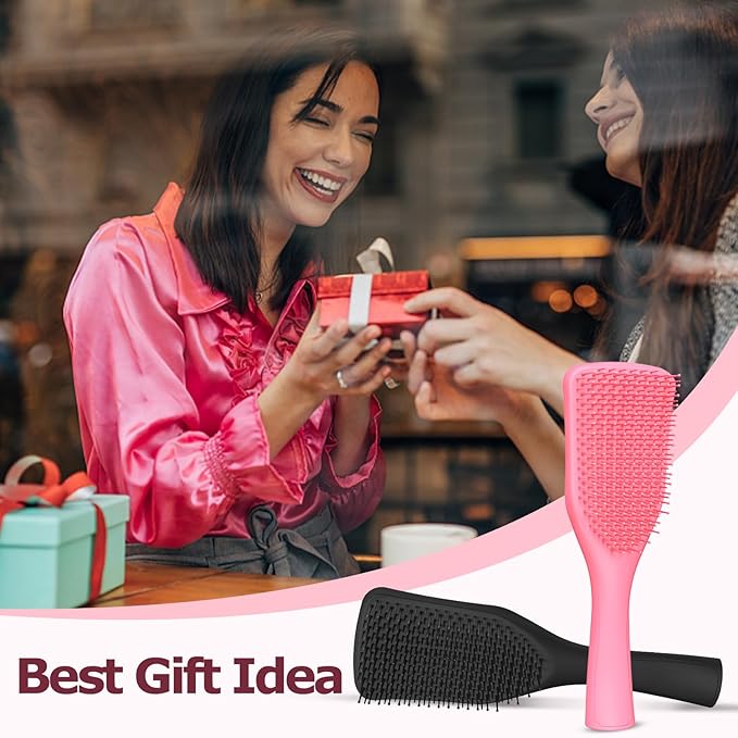 SHINLEA Detangler Brush for Curly Hair, No Tangle Wet Dry Hair Brush for Women, Anti Breakage Detangling Hairbrush for Wavy Thick Thin Hair, Lightweight Travel Pink