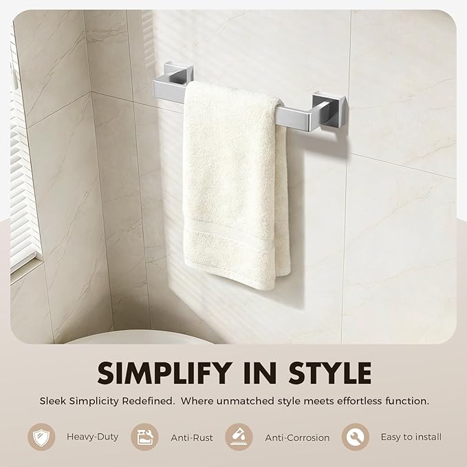 Bathroom Hardware Set Brushed Nickel 5-Pieces Bathroom Towel Rack SUS304 Stainless Steel Bath Towel Bar Set, Towel Racks Wall Mounted.