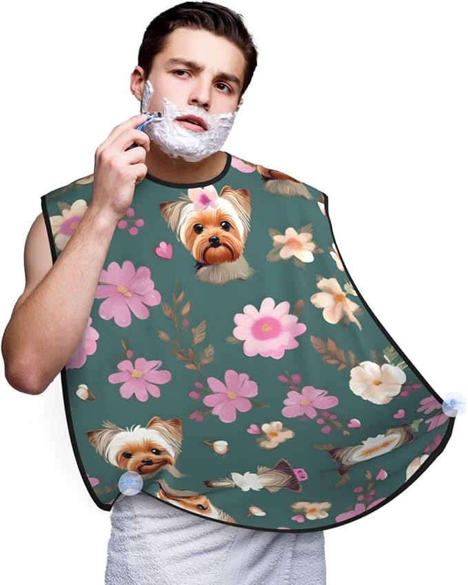 Jellyfish Pattern Print Beard Bib Shaving Apron, Beard Hair Trimming Cape Gift For Dad
