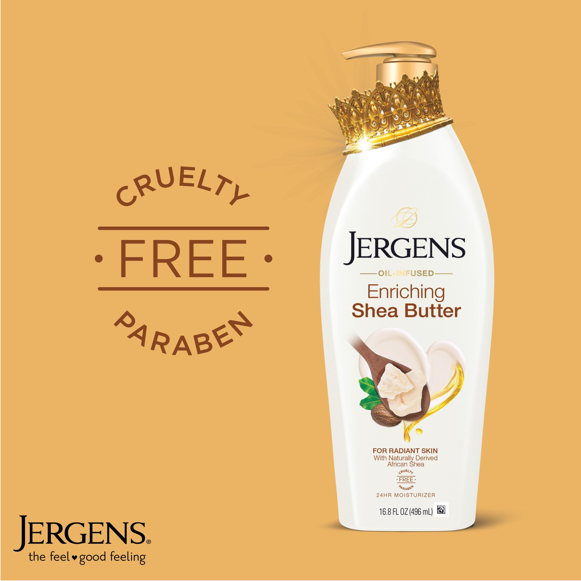 Jergens Shea Butter Body Lotion, Deep Moisturizer for Dry Skin, 16.8 fl oz