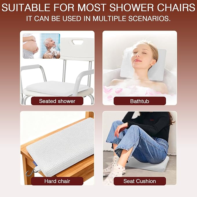 Gooo&Ma Shower Cushion, Non-Slip Air Fiber Bath Pad, White