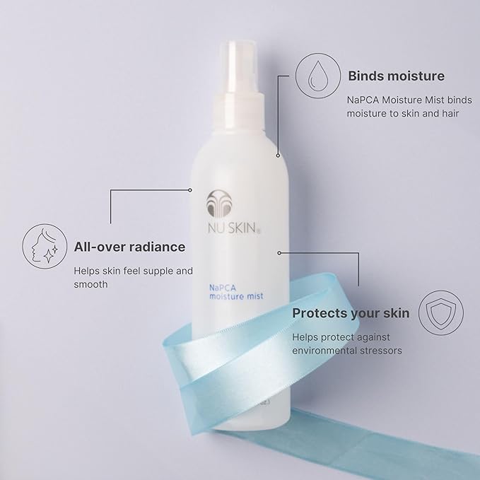 Nu Skin NaPCA Moisture Mist | Revitalizing Moisturizer & Cooling Mist with Hyaluronic Acid | Hydrating Spray for Face, Body & Hair | Sodium PCA for All Skin Types | 8.4 fl. oz. | 1 Pack