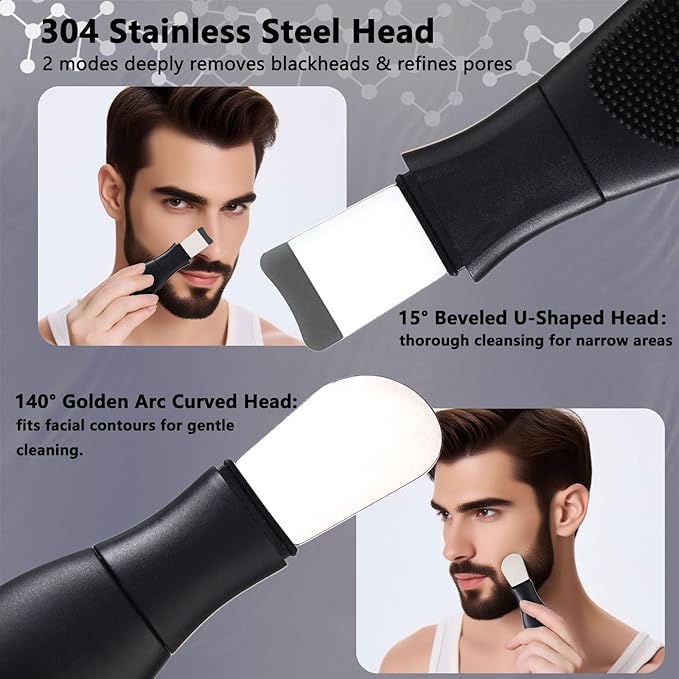 PeaKalo Silicone Face Scrubber Black Head Remover for Face- Appliances for Removing Make-up for Deep Cleansing Blackhead Remover Tools Face Spatula Makeup Removal Washing Brushes Pore Cleaner (Black)