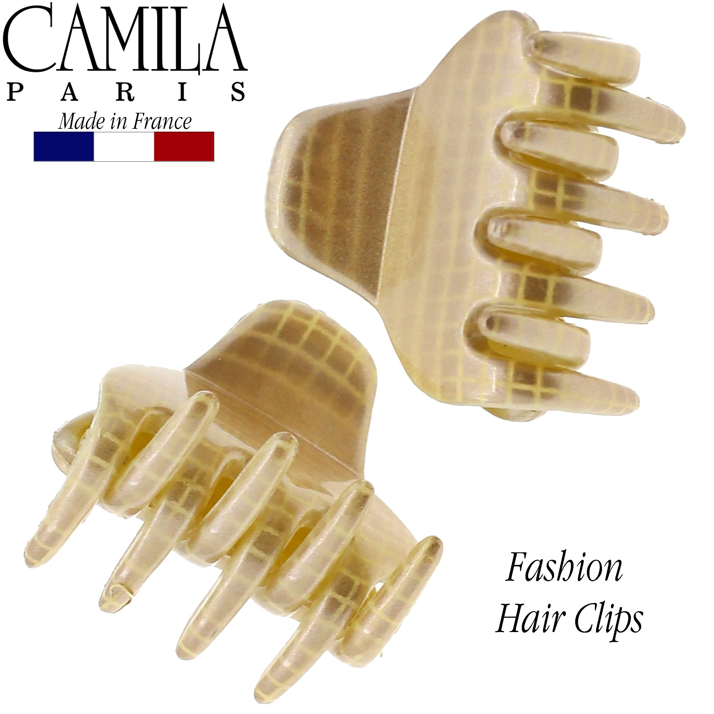 Camila Paris CP3198 French Small Hair Clips for Women, 1" Set of 2 Small Claw Clip Fashion Styling Mini Hair Clip Accessories for Women, Strong Hold No Slip Grip Cute Claw Clips, Made in France