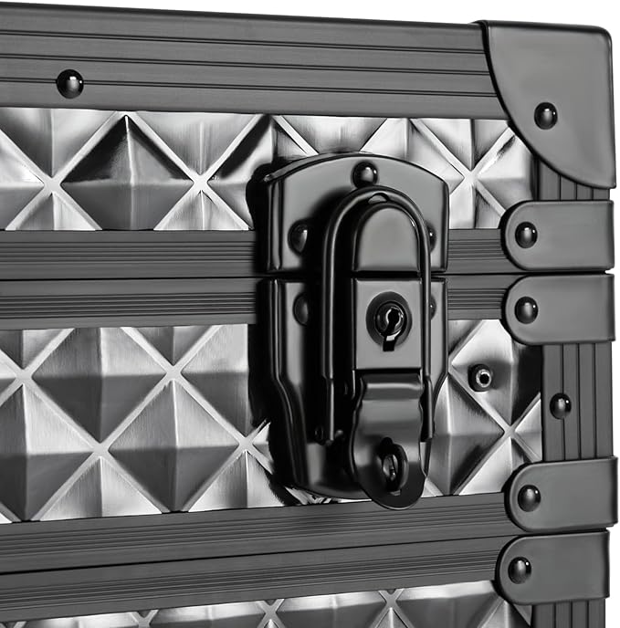 QUEWATSA Rolling Makeup Case Large Storage Cosmetic Trolley, Rolling Lockable Makeup Train Case, Stylist Beauty Salon Cosmetic Luggage Travel Organizer Tool Box with Hair Dryer Holder