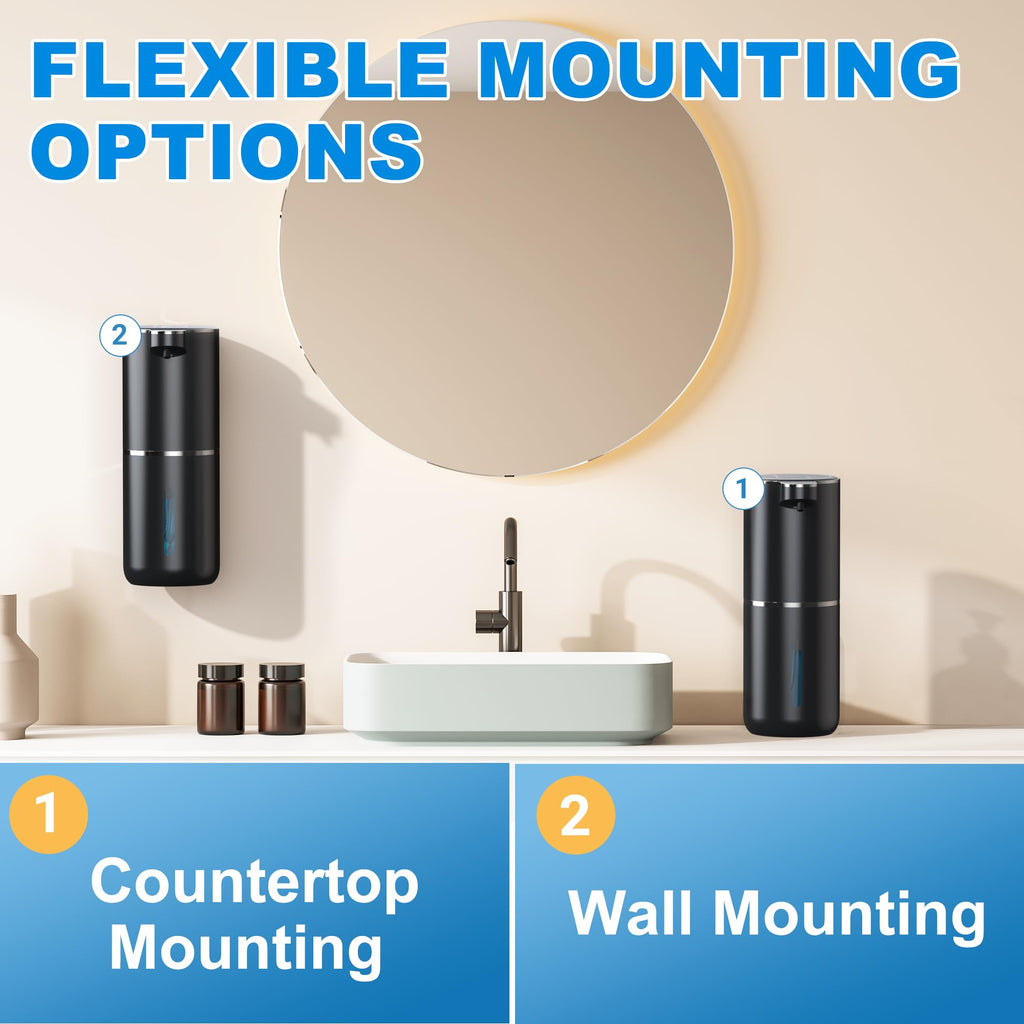 Fantictas Automatic Soap Dispenser Touchless Automatic Liquid Soap Dispenser 4 Adjustable 1200mAh Soap Dispensing Levels Wall Mount for Kitchen and Bathroom