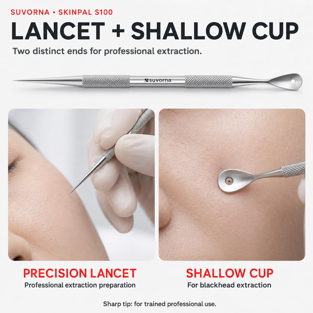 Suvorna Pimple Popper Tool Kit & Milia Remover, Blackhead Remover Tool, White Head Remover for Face & Comedone Extractor with Lancets for Facial Extraction - Acne Extraction Tools for Estheticians.