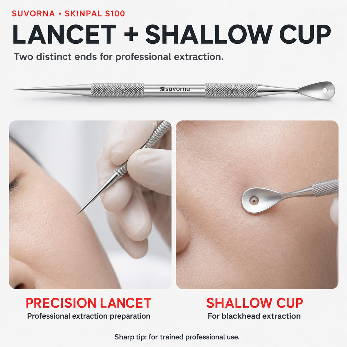 Suvorna Pimple Popper Tool Kit & Milia Remover, Blackhead Remover Tool, White Head Remover for Face & Comedone Extractor with Lancets for Facial Extraction - Acne Extraction Tools for Estheticians.