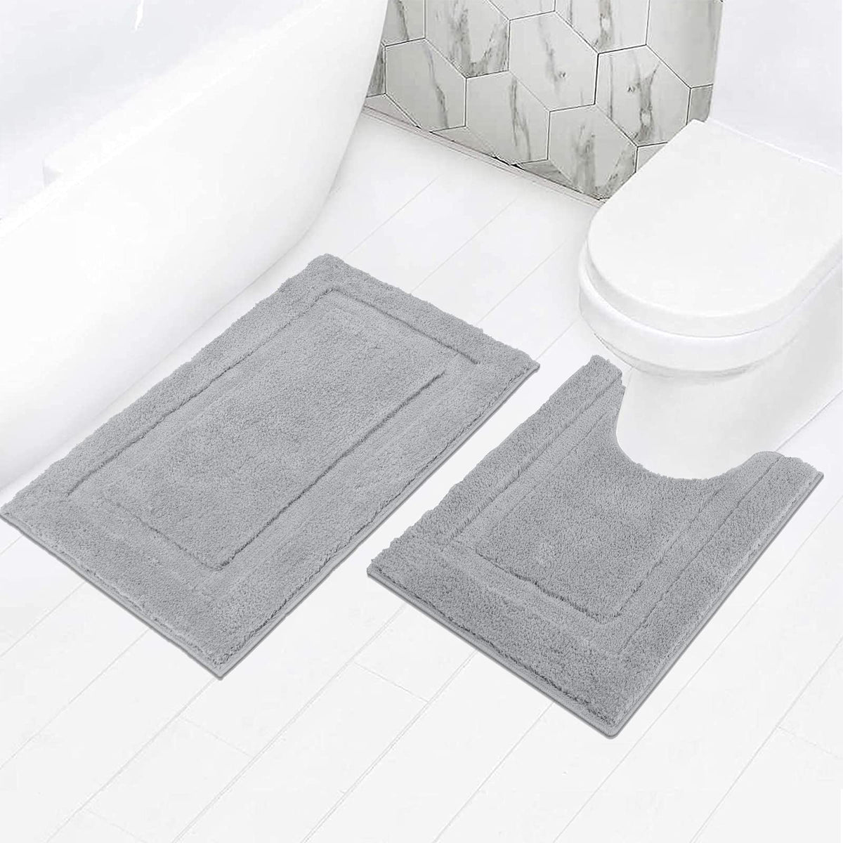SHACOS Soft Microfiber Bathroom Rugs Set 2 Pieces with Toilet Rug