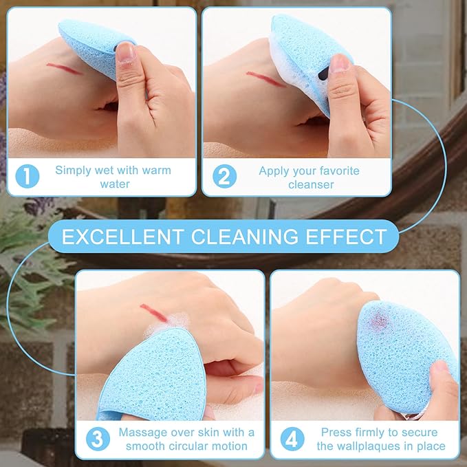 HJZHII 6pcs Face Sponges for Cleansing, Reusable Puff Facial Sponges for Face Wash Face Scrubber Exfoliating Pads Sponge with Finger Cot Suitable for Makeup Remover Washing Face All Skin Types