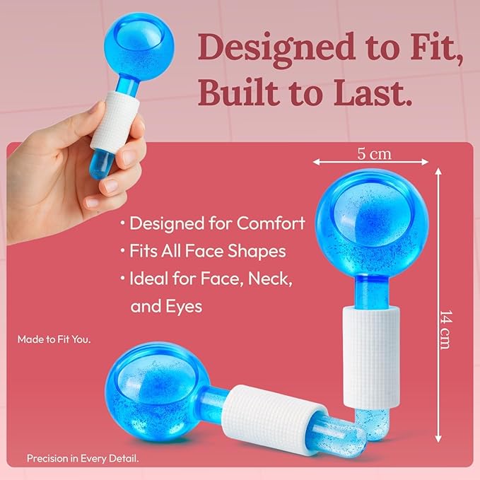 Ice Globes for Face 2 Pcs, Tighten Skin and Reduce Puffiness & Dark Circles, Cold or Hot Skin Massagers, Cold Therapy Globes for Facials, Face Ice Globe for Enhanced Circulation