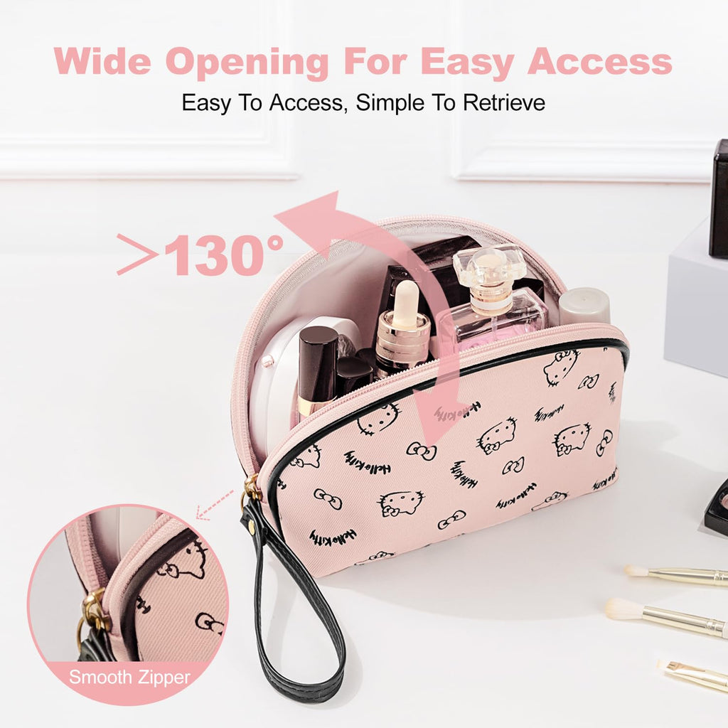 AmBealla 2PCS Travel Makeup Bag Cosmetic Toiletry Organizer,Portable Storage Bags for Cosmetics,Keys,Mobile Phones,Money,Girls,Women-Pink