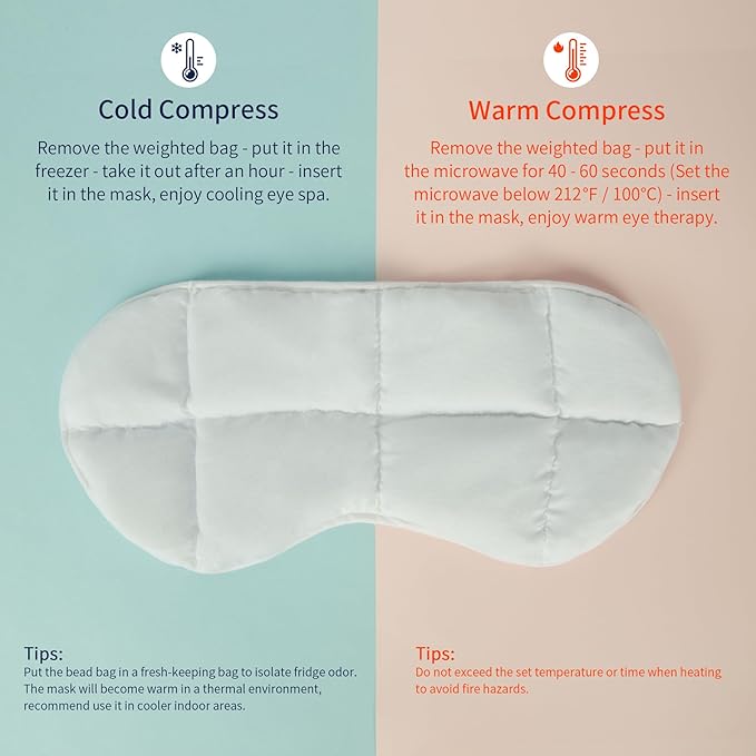Mr. Sandman Weighted Eye Mask for Sleeping, Blackout Sleep Mask, Reversible Cool & Cozy Compress for Dry Eyes, Headache Migraine Relief, Eye Cover for Travel, Gifts for Women & Men, 0.5 lb, Pink