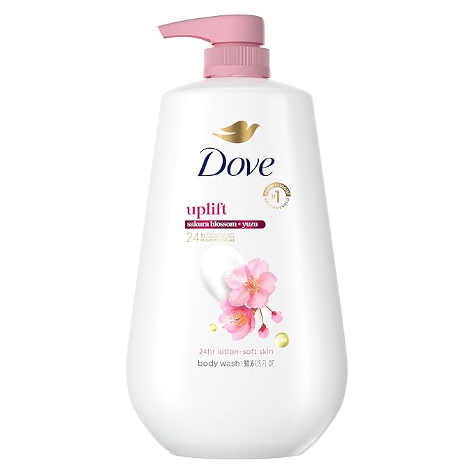 Dove 24hr Lotion Body Wash Uplift Sakura Blossom & Yuzu, 30.6 oz | Hydrating body wash with MicroMoisture and a floral citrus scent